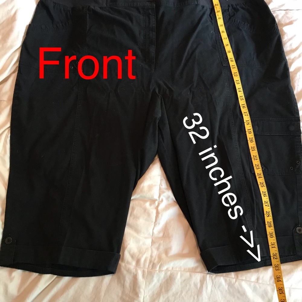 Capri Pants Black Cotton Plus Size